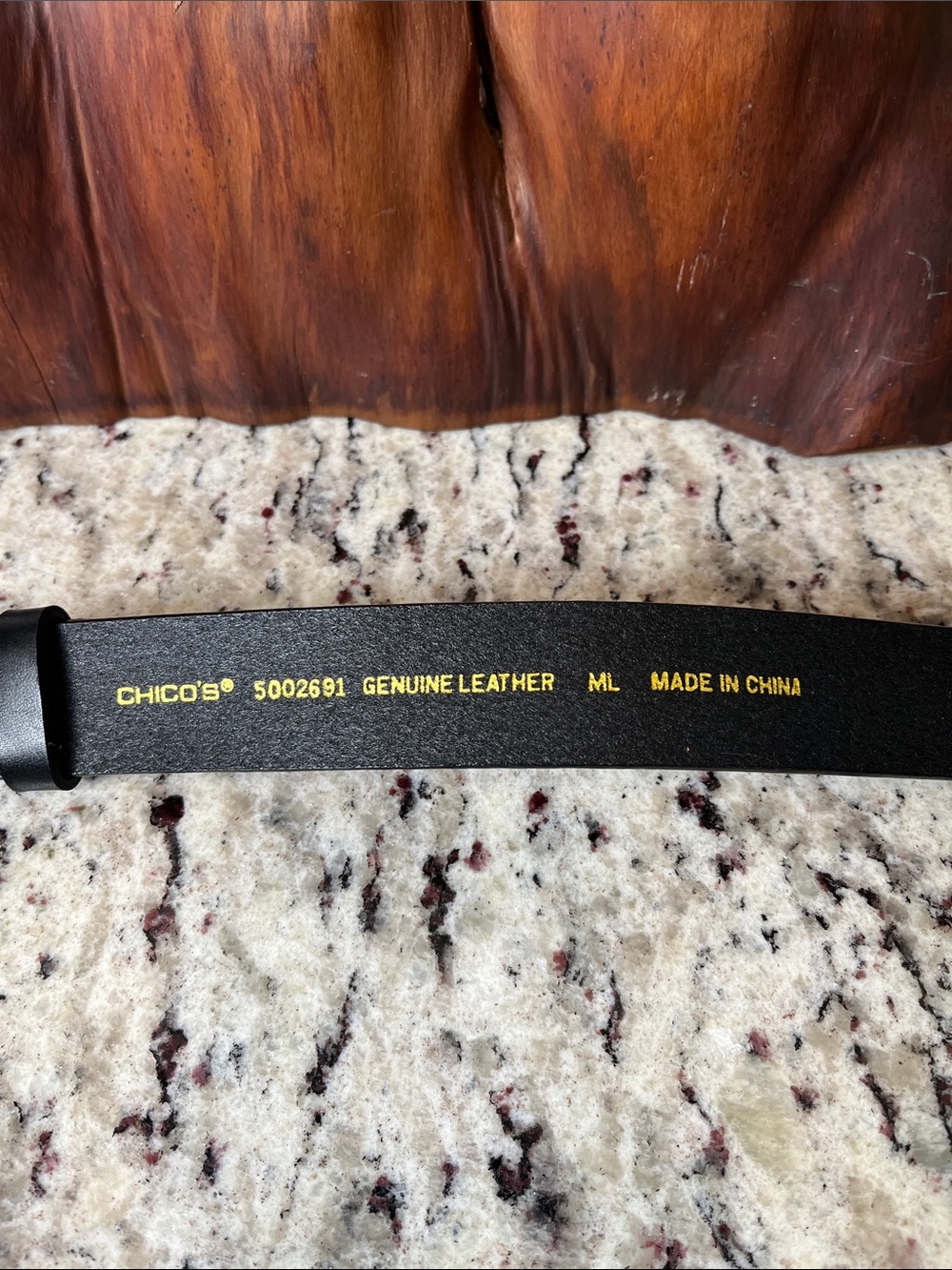Chico's Black Leather Belt with Hammered Silver-Tone Buckle - Picture 7 of 7